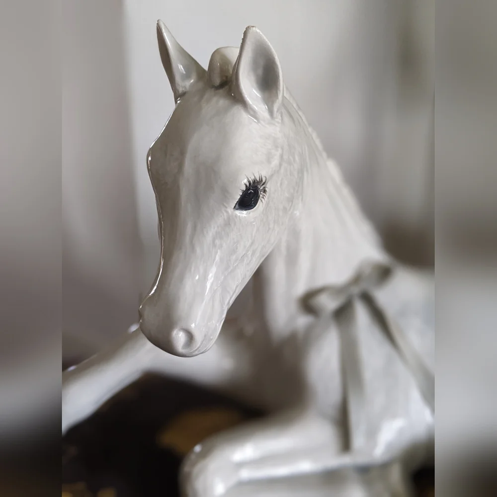 Vintage Lomonosov Russia White Foal lying down